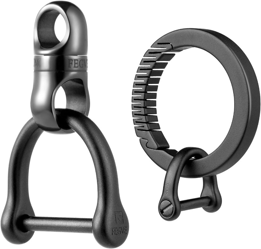 Edc Carry Clip - Titanium Key Ring With Round Carabiner